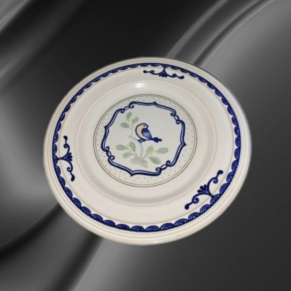 Franciscan Stoneware California Love Bird Yellow Bird Gray Blue Teacup & Saucer - Picture 2 of 3